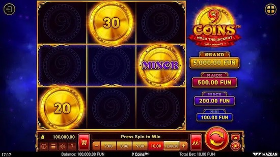 9 coins slot
